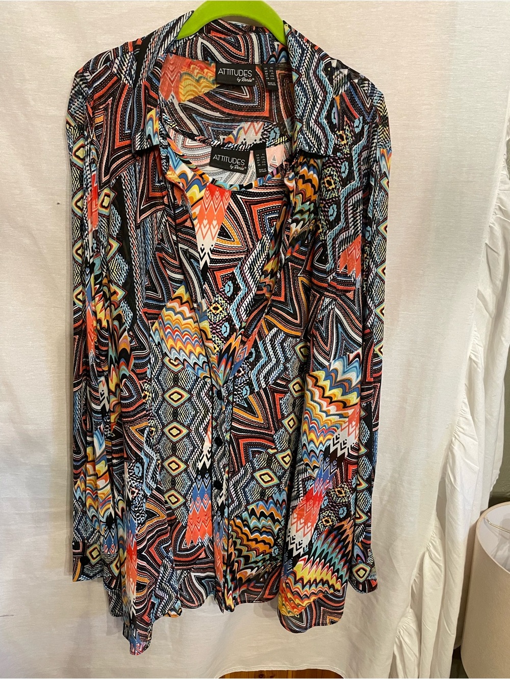Attitudes by Renee Multicolor Geometric Print Blouse and Tank Set